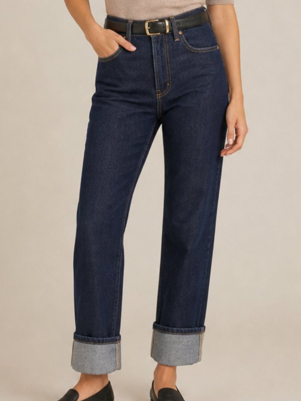Favorite‎ Daughter Valentina High Rise Straight Cuffed Jeans Manchester Denim 26